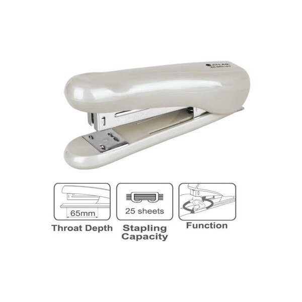 Atlas Metal Half Strip Stapler 25 Sheets with Staple Remover Gray