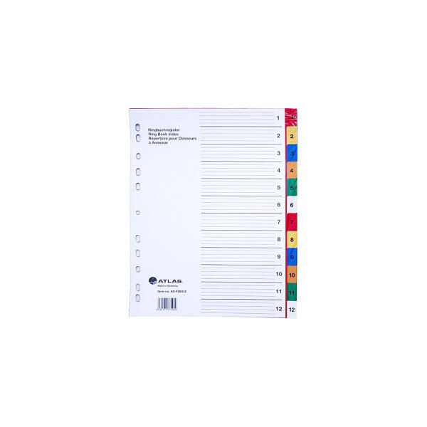 Atlas plastic separators 12 colored divisions