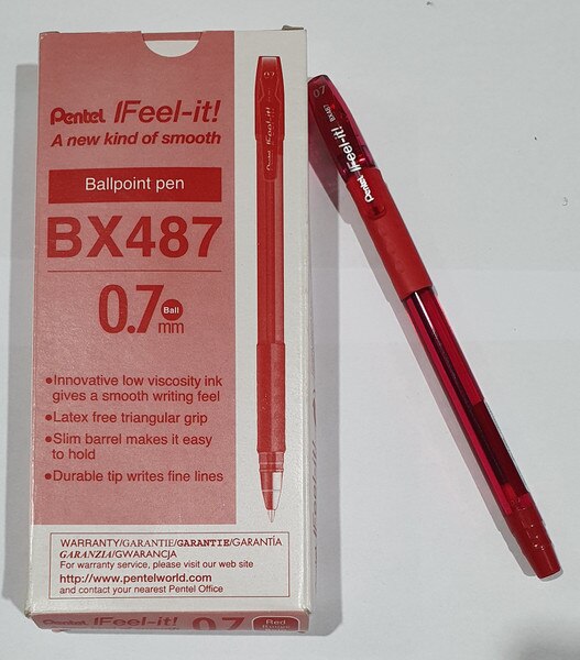 Pentel Ballpoint Pen Feel It Fine 0.7mm Red