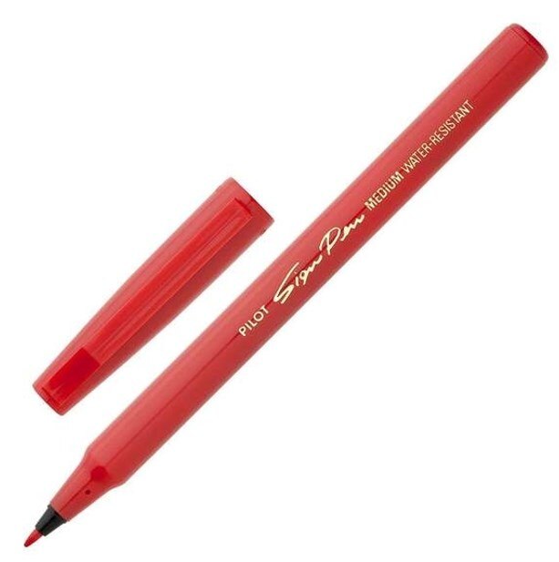 Pilot Sign Pen Faserschreiber – Flüssige Tinte, Mittlere Spitze, 12 Stück Rot